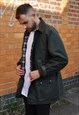 RETRO OVERSIZE OLIVE GREEN WAX CHECK LINED COAT JACKET