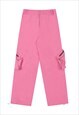 CARGO JOGGERS BIG POCKET UTILITY PANTS SKATER TROUSERS PINK