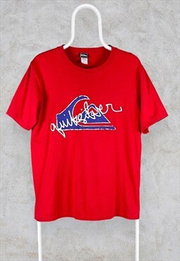 Vintage Quiksilver T Shirt Red Graphic Medium
