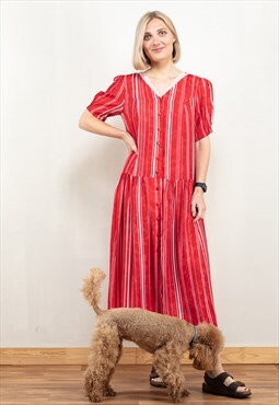 Vintage 80's Striped Dress in Red and White