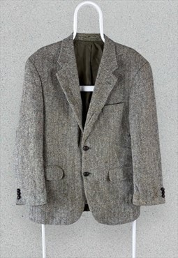 Vintage Harris Tweed Blazer Jacket Beige New Wool Mens 40 R