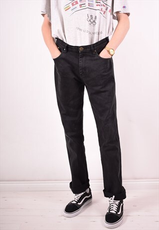 WRANGLER MENS VINTAGE JEANS W34 L34 BLACK 90S