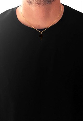 54 FLORAL 18" CROSS PENDANT NECKLACE CHAIN - GOLD