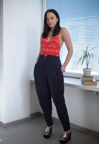 VINTAGE 90'S BLACK HIGH WAISTED TROUSERS