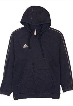 Vintage 90's Adidas Hoodie Drawstring Pockets Pullover Navy