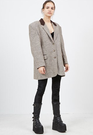 VINTAGE OVERSIZED BROWN CONCEPTION BLAZER JACKET