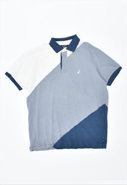 Vintage Nautica Polo Shirt Colourblock Blue