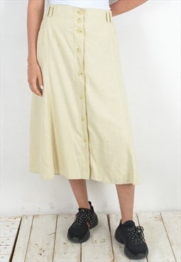 Vintage Women's XL EUR 46 Vintage Boho Linen Skirt Midi