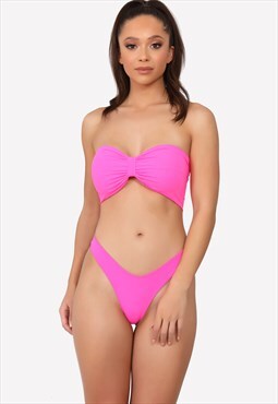 Summer secret flamingo pink bandeau top