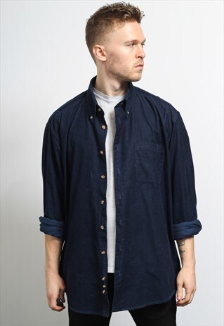 VINTAGE CORDUROY CORD SHIRT BLUE