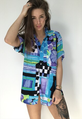 PATTERNED OVERSIZED RETRO VINTAGE UNISEX FESTIVAL SHIRT