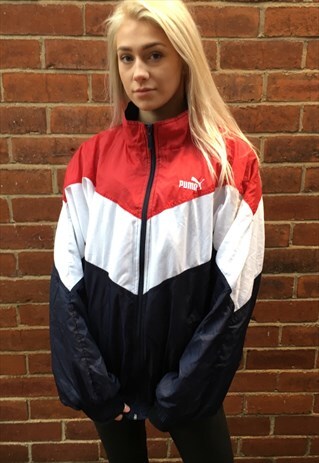 VINTAGE OVERSIZED PUMA TRACK BOMBER JACKET SPORTS COAT