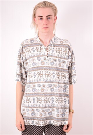 MENS VINTAGE T-SHIRT TOP LARGE MULTI 90S