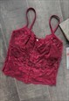 90S VINTAGE INTIMO PARAH RASPBERRY RED LACE CUPPED CORSET 
