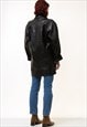 80S VINTAGE VTG RARE BLACK LEATHER COAT TRENCH 5368