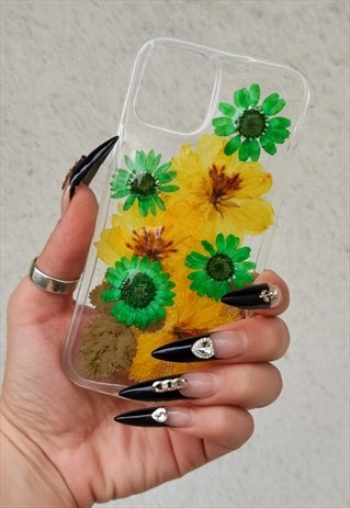 Pressed Flowers Clear Phone Case/ iPhone 12 and 12 Pro