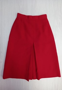 80's Vintage Skirt Red A-Line Pleated