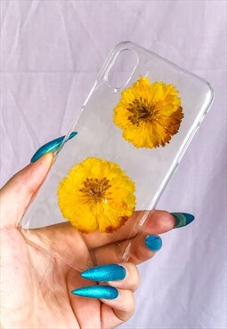 iPhone X and XS Pressed Cosmos Flowers Clear Case