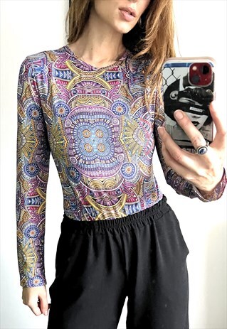 Kaleidoscope Print Colorful patterned Psychedelic Bodysuit 