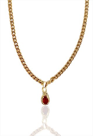 RUBY RED STONE NECKLACE
