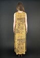 90'S VINTAGE LADIES BOHO BROWN SLEEVELESS MAXI DRESS