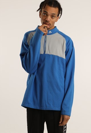 VINTAGE ADIDAS PRINTED LOGO 1/4 ZIP SWEATSHIRT