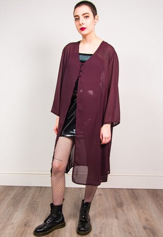 VINTAGE 90'S MAROON LONGLINE SHEER SHIRT
