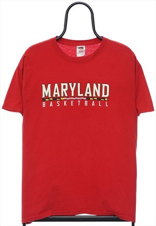 Vintage Maryland Basketball Graphic Red TShirt Mens