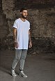 NEW PLAIN WHITE MENS OVERSIZED CREW NECK TEE TOP T SHIRT