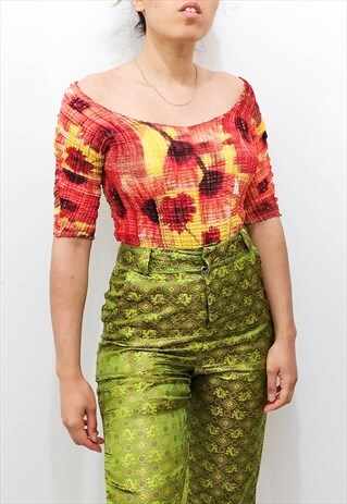 VINTAGE SUMMER OFF SHOULDER STRETCH BLOUSE