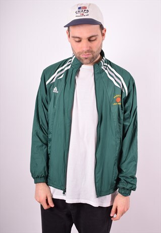 ADIDAS MENS VINTAGE TRACKSUIT TOP JACKET SMALL GREEN 90'S
