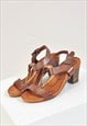 VINTAGE 00S REAL LEATHER MID HEEL SANDALS