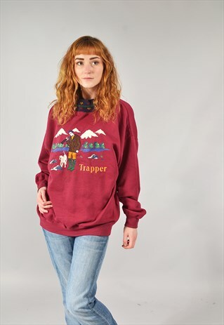 VINTAGE BURGUNDY "TRAPPER" SWEATSHIRT