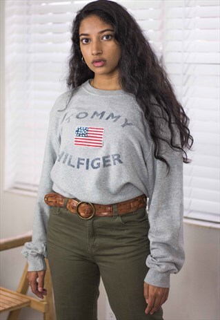 VINTAGE TOMMY HILFIGER SWEATSHIRT JUMPER LOGO 90S L 15.1