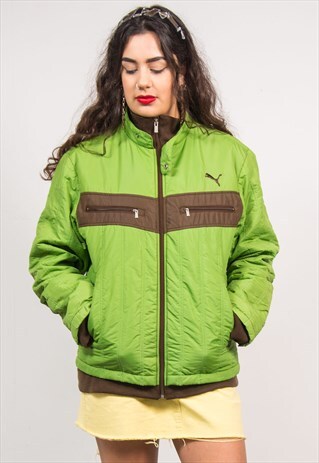PUMA GREEN & BROWN QUILTED JACKET