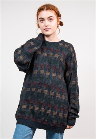 VINTAGE 90'S GRANDAD KNIT OVERSIZE JUMPER