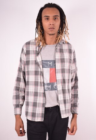 WRANGLER MENS VINTAGE SHIRT MEDIUM GREY CHECK 90S