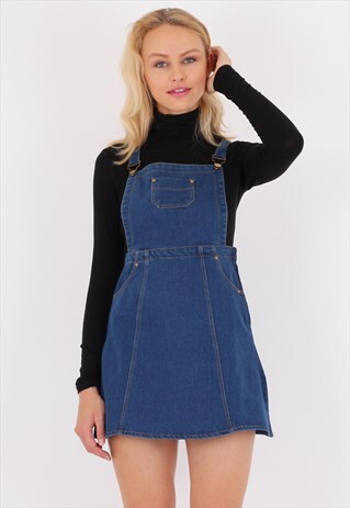 LIGHT DENIM DUNGAREE PINAFORE DRESS