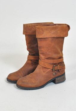 Vintage 00s suede leather cowboy boots in brown