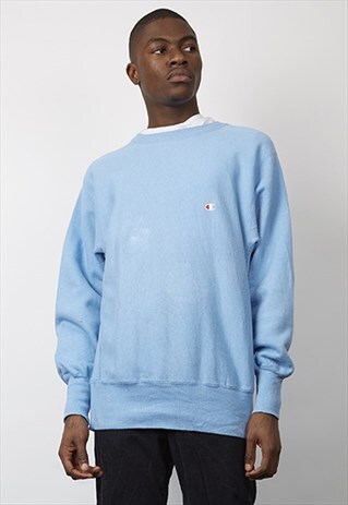 VINTAGE 90'S CHAMPION LOGO LIGHT BLUE SWEATSHIRT