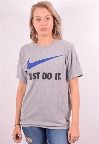 NIKE WOMENS VINTAGE T-SHIRT TOP SMALL GREY 90S
