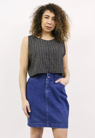 VINTAGE 1990S BLUE DENIM MINI SKIRT