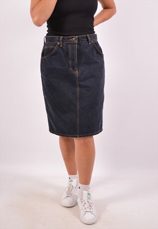 VINTAGE VALENTINO DENIM SKIRT NAVY BLUE