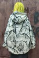 ROUGH BLEACH FLEECE HOODIE WASHED OUT FAUX FUR JACKET GREY