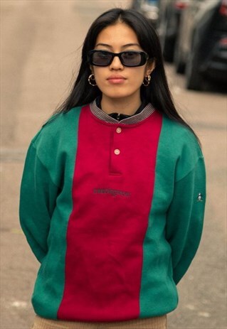 RETRO MUNSINGWEAR SWEATSHIRT IN MULTICOLOUR GREEN AND RED