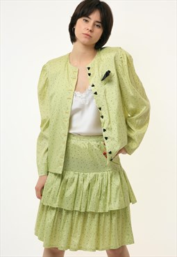 Abstract Pattern Suit of Tulip Skirt and Light Blazer 2872