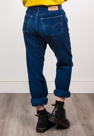 LEVI'S VINTAGE 90'S BLUE CORD HIGH WAIST TROUSERS