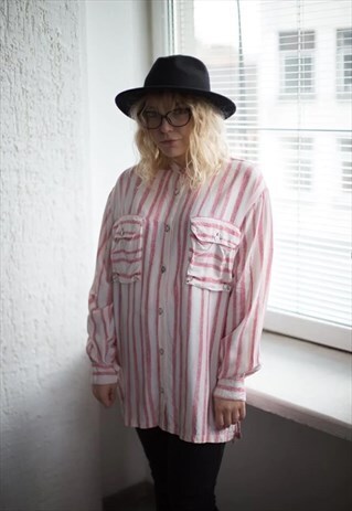 VINTAGE 90'S WHITE STRIPED SHIRT