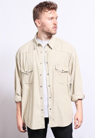 VINTAGE CORDUROY CORD SHIRT BEIGE
