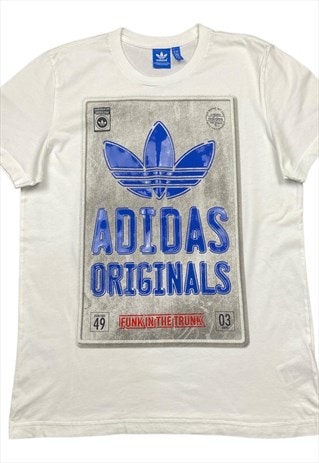 Adidas Originals Vintage Men's White Tee With Graphic Design